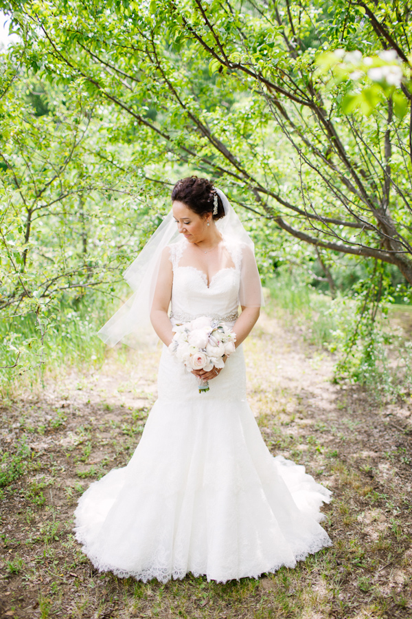 Beautiful portrait of the bride wearing a lace wedding dress - photo by Dan Stewart Photography